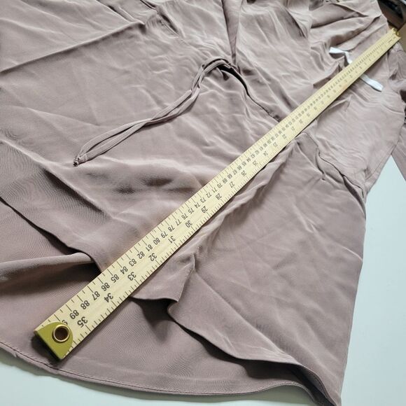 100% SILK HELENA QUINN REVOLVE TAN WHITE SHIRT DRESS TUNIC JACKET L XL NWT NEW - Picture 4 of 10
